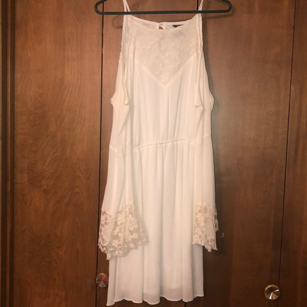 White cold-shoulder dress